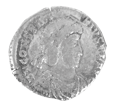 A silver coin with a portrait of a woman.