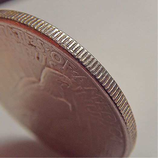 A close up of a coin.