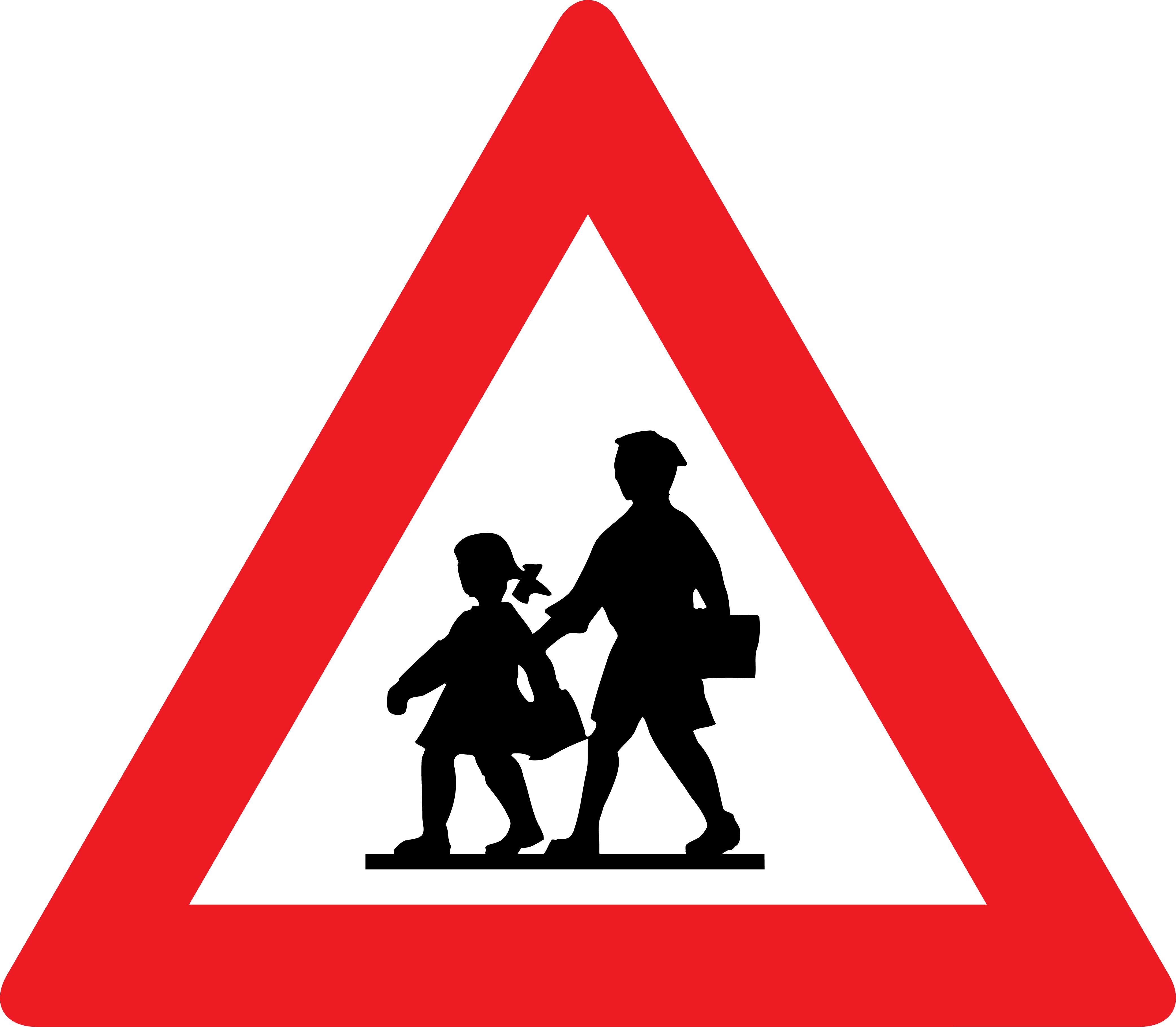 A traffic sign with a man and a woman crossing a road.