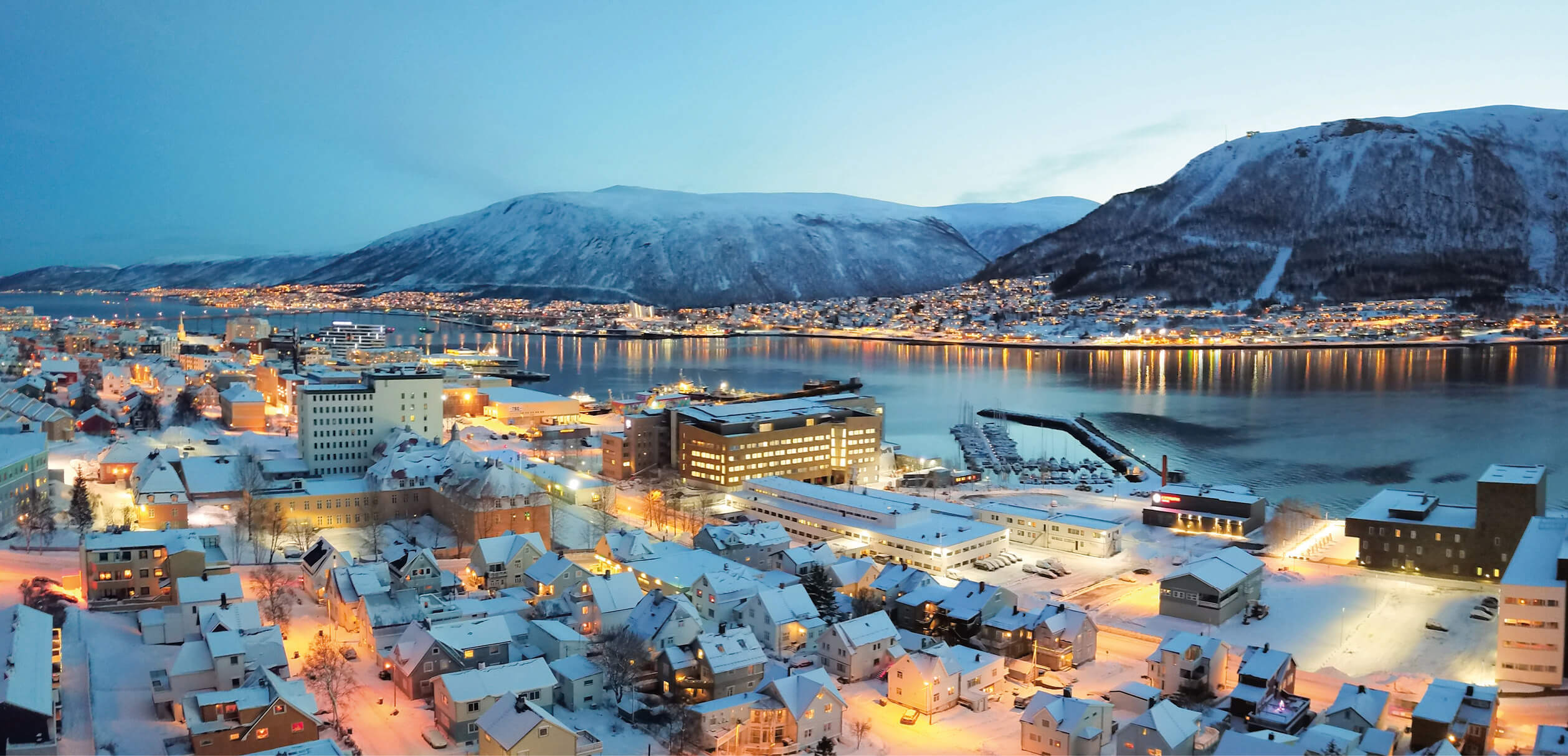 Polar night in the city of Tromsø (Norway)