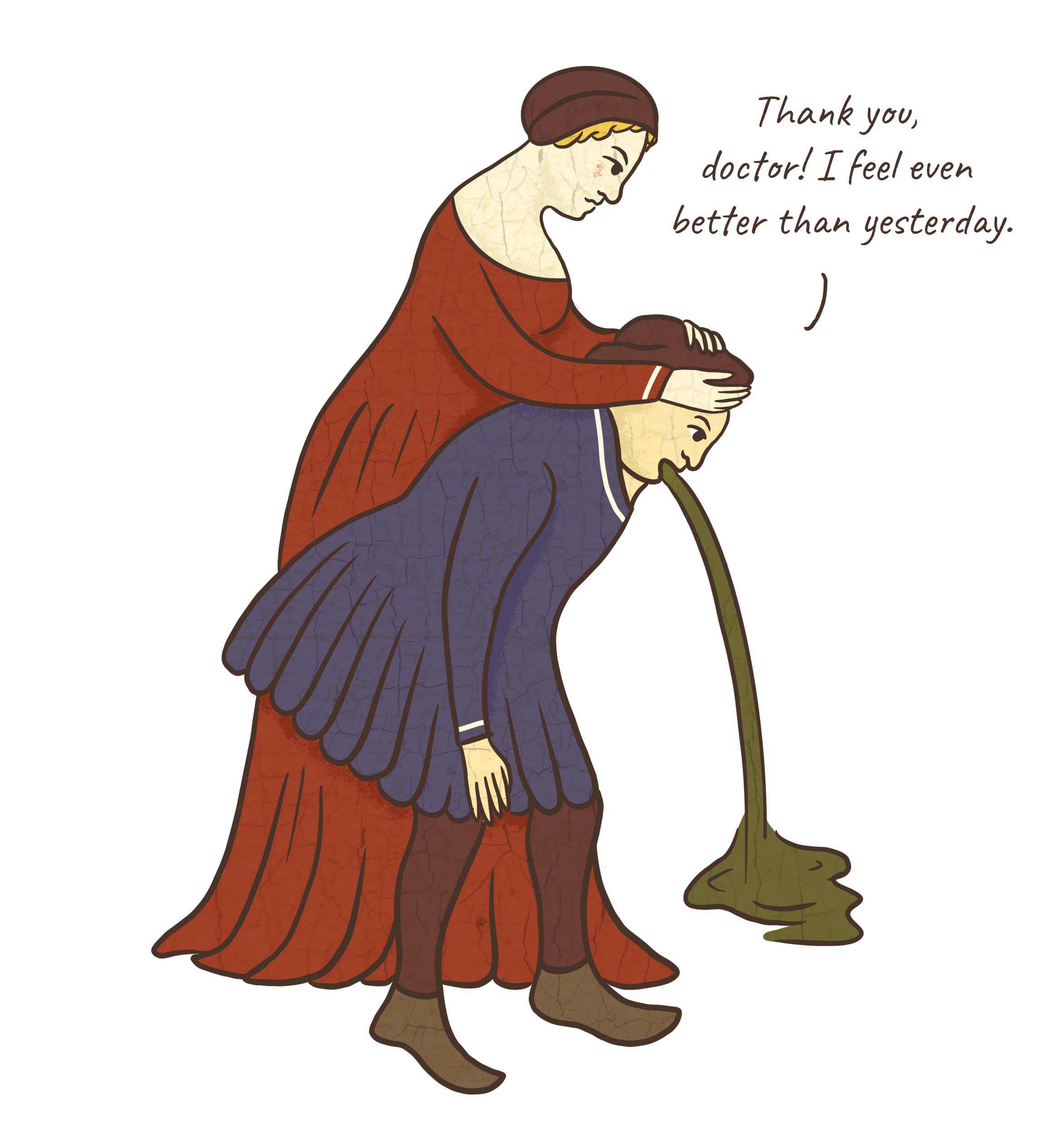Medicine | A cartoon of a woman in a dress and a man in a suit.