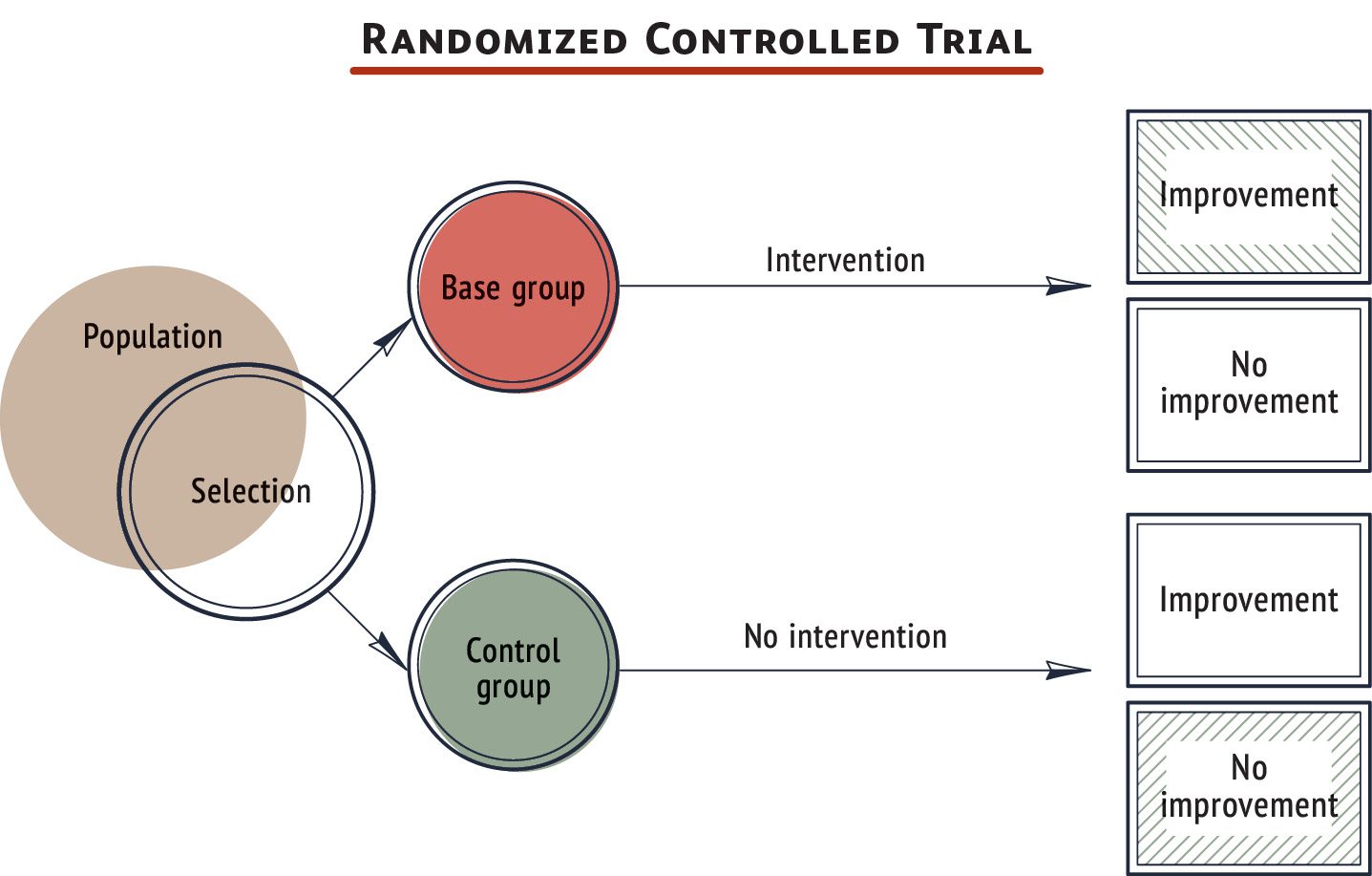 A diagram of a randomized controlled trial.