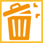 An orange cup on a yellow background.