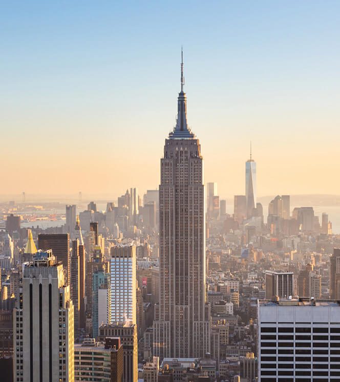 A view of the empire state building in new york city.