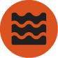 A water wave icon on an orange circle.