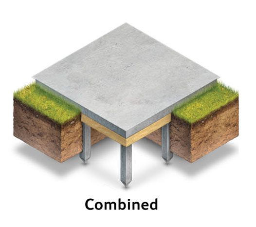 Skyscraper | An illustration of a concrete slab with grass on top, incorporating elements of a building.